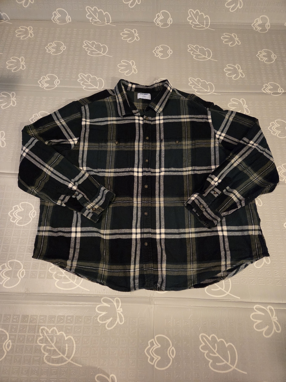 Old Navy Men's Flannel Double Brushed Green Cream Big & Tall Size 4XL